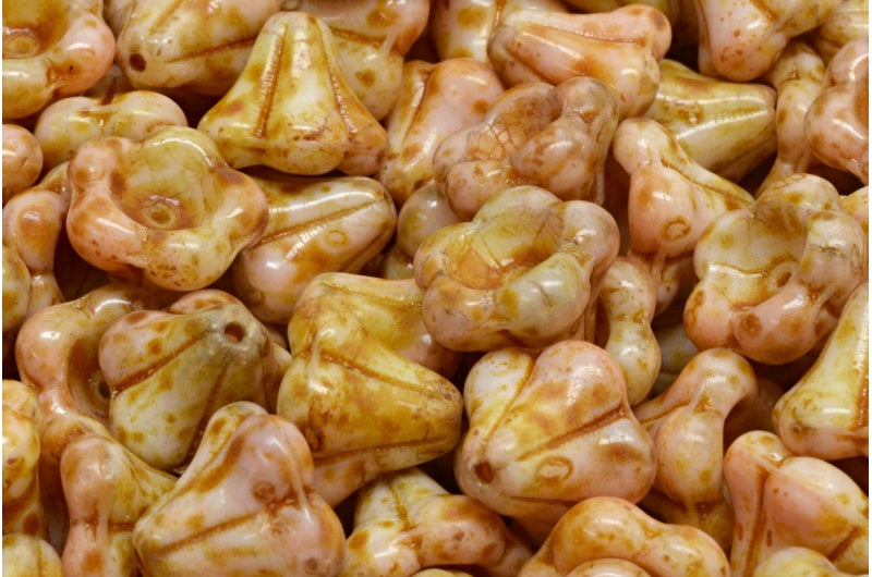 ベルフラワービーズ、R2742 トラバーチン(R2742-86800)、ガラス、チェコ共和国