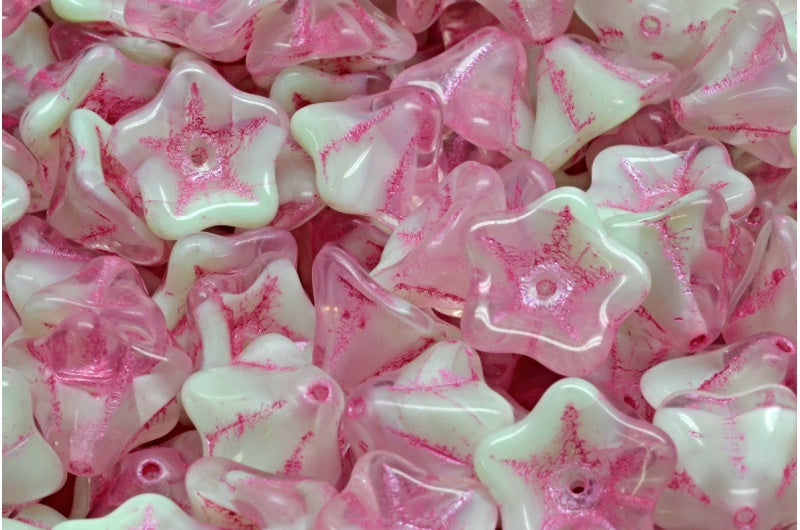 矮牵牛花珠子,56208 粉色内衬 (56208-54321),玻璃,捷克共和国