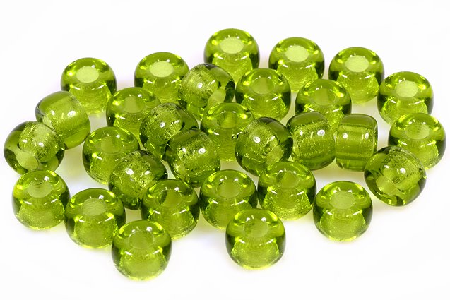 Pony Beads, Transparent Green (50230), Glass, Czech Republic