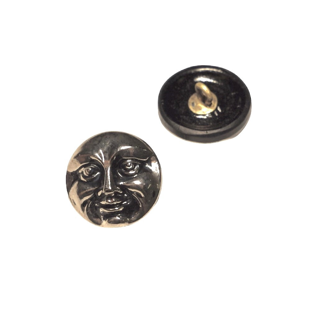 1個 ハンドペイントガラスボタン、装飾付き MOON FACE、サイズ8 (18 mm)、ガラス、チェコ共和国