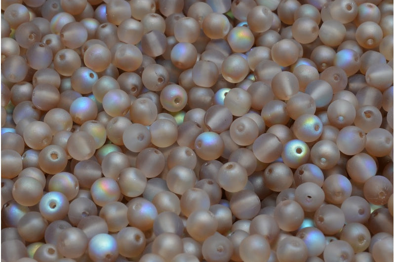 Round Druck Beads, Crystal Matte Topaz Coatings (00030-84100-98532), Glass, Czech Republic