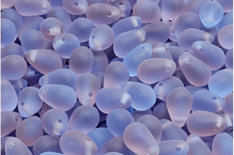 Drop Beads, Transparent Light Amethyst Transparent Blue Matte (20030-30020-84100), Glass, Czech Republic