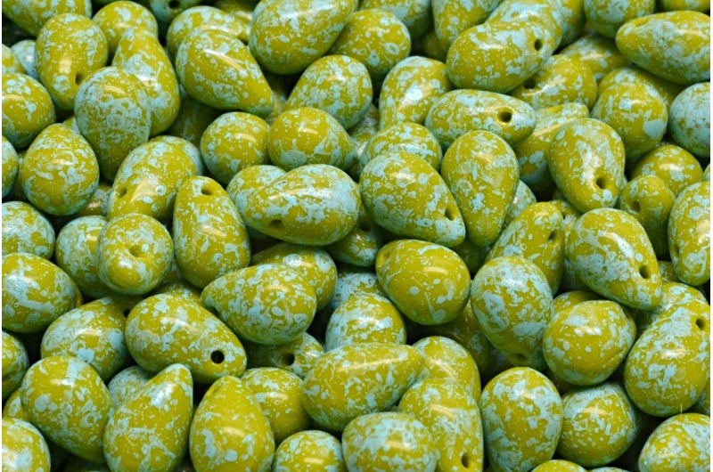 Drop Beads, Opaque Green 94308 (53400-94308), Glass, Czech Republic