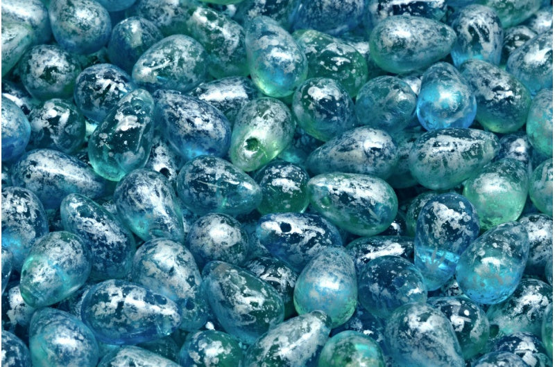 Drop Beads, R0065 Silver Splash (R0065-94400), Glass, Czech Republic