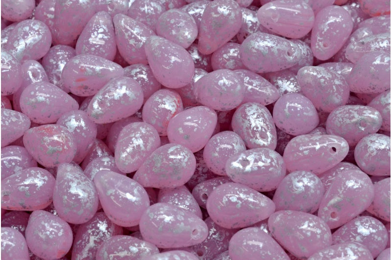 Drop Beads, R7742 Silver Splash (R7742-94400), Glass, Czech Republic