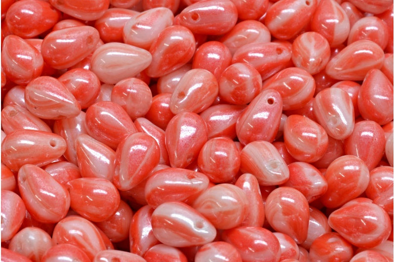 Drop Beads, Green Purple Hematite (95000-14400), Glass, Czech Republic