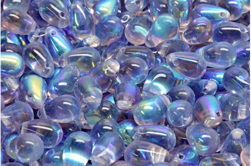 Drop Beads, Transparent Pink Transparent Blue Ab (70100-30040-28701), Glass, Czech Republic