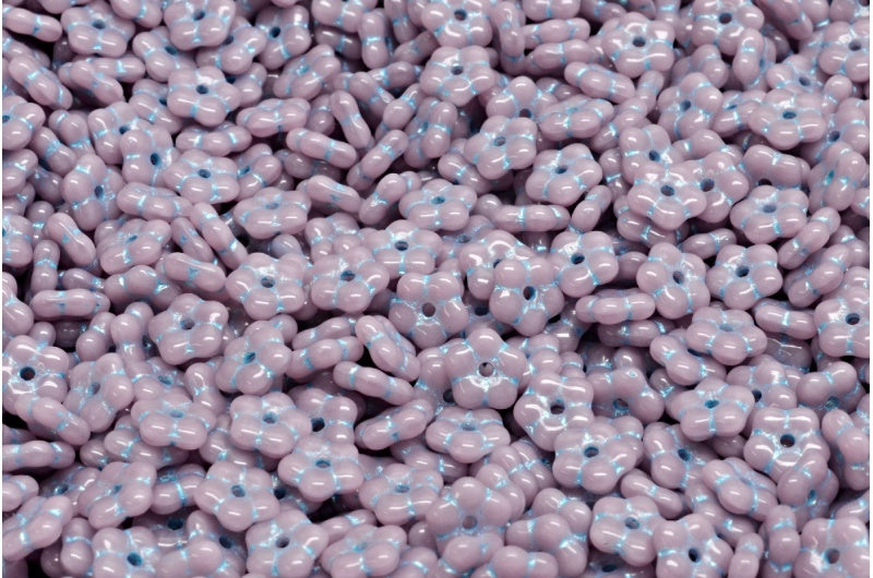 Forget Me Not Beads, Opaque Amethyst Light Blue Lined (23030-54308), Glass, Czech Republic