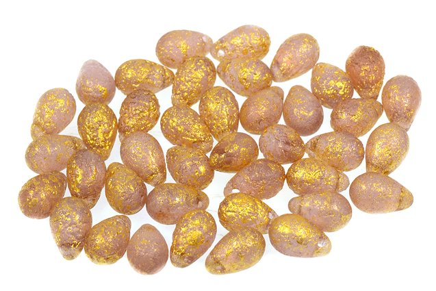 Drop Beads, Transparent Light Amethyst Etched 56902 (20030-LEPT-56902), Glass, Czech Republic