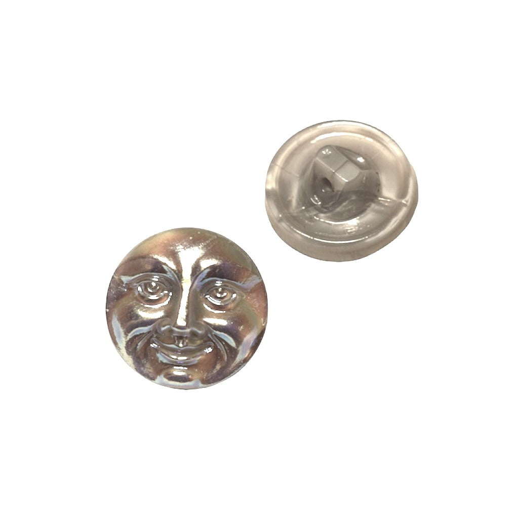 1 pcs Hand Painted Glass Buttons with ornament MOON FACE, size 8 (18 mm), Glass, Czech Republic