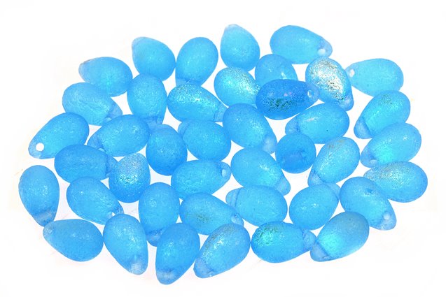 水滴珠,透明水绿色蚀刻 Ab (60020-LEPT-28701),玻璃,捷克共和国