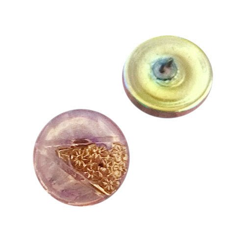 1個 手描きガラスボタン(飾り付き)、サイズ8(18 mm)、ガラス、チェコ共和国