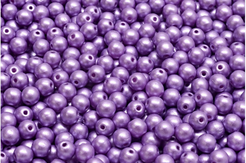Round Druck Beads, White Pastel Purple (02010-25012), Glass, Czech Republic