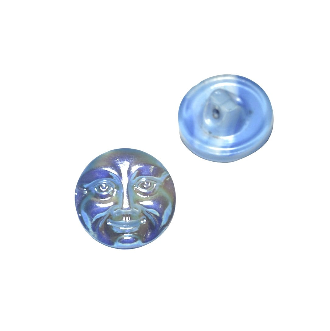 1 pcs Hand Painted Glass Buttons with ornament MOON FACE, size 8 (18 mm), Glass, Czech Republic