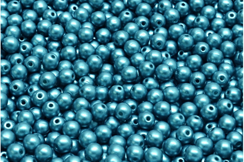 Round Druck Beads, White Pastel Blue Zircon (02010-25043), Glass, Czech Republic