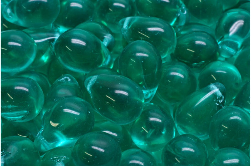 Teardrop Beads, Transparent Aqua (60200), Glass, Czech Republic