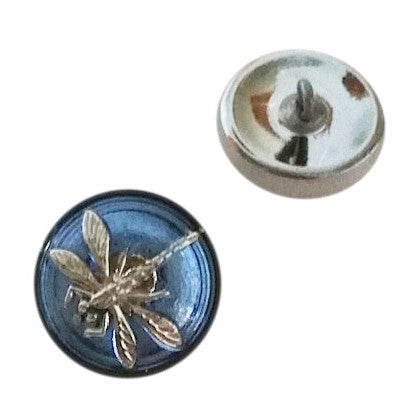 1個 手描きガラスボタン(飾り付き)、サイズ8(18 mm)、ガラス、チェコ共和国