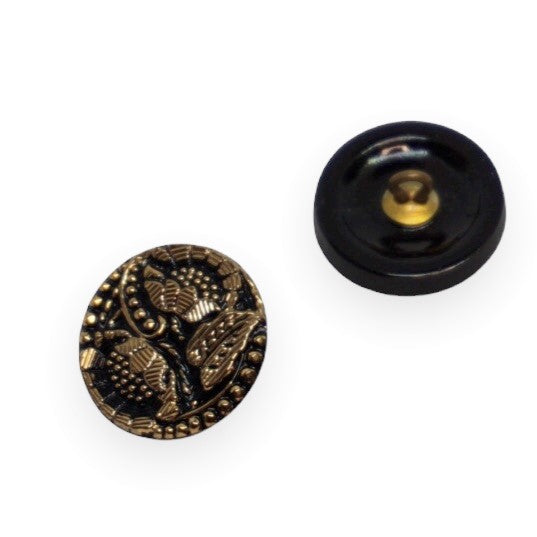 1個 手描きガラスボタン(飾り付き)、サイズ8(18 mm)、ガラス、チェコ共和国