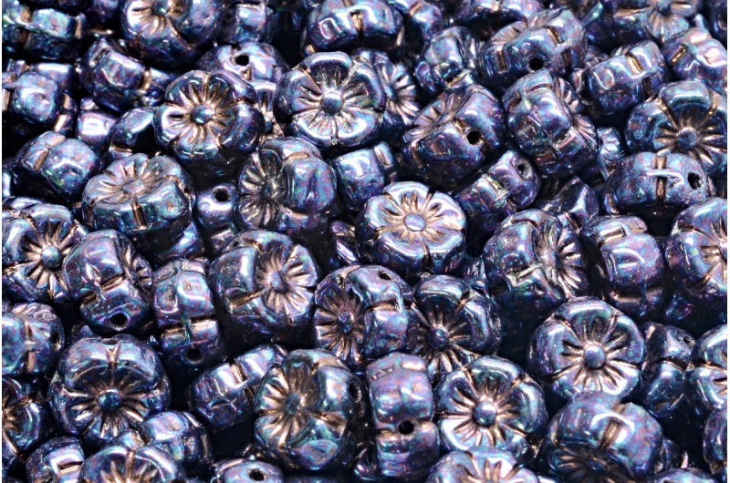 Mallow Flower, Black Nebula (23980-15001), Glass, Czech Republic