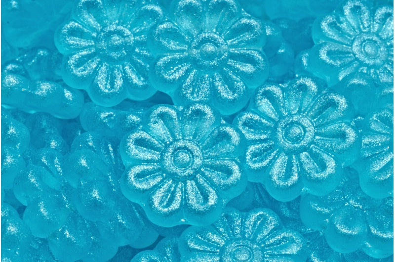 Daisy Flower Bead, Crystal Blue (00030-542001), Glass, Czech Republic