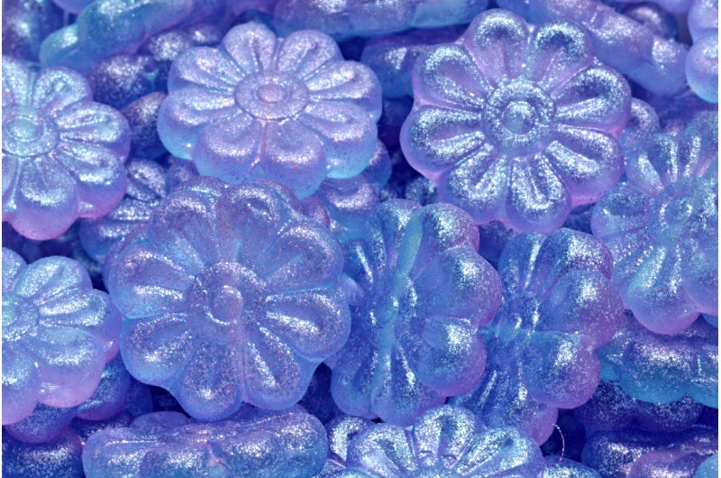 Daisy Flower Bead, Crystal Blue (00030-542003), Glass, Czech Republic