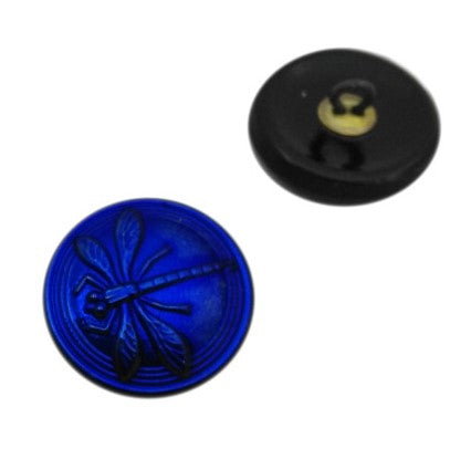 1 pcs Hand Painted Glass Buttons with ornament, size 8 (18 mm), Glass, Czech Republic