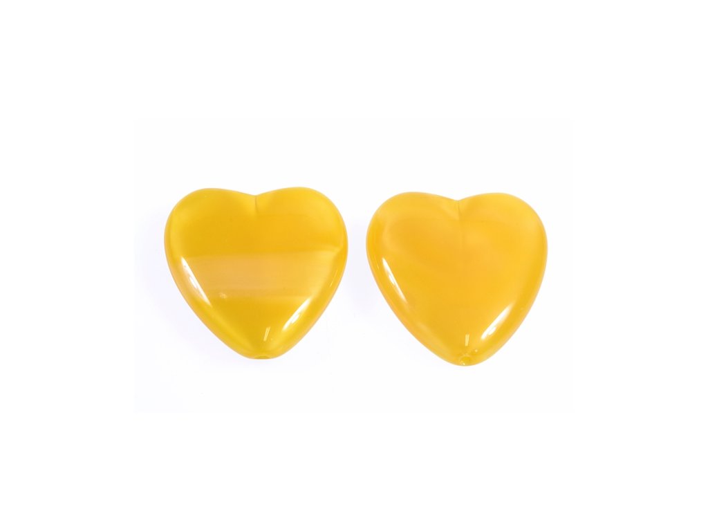 OUTLET 10 grams Heart Beads, 24 x 22 mm, Silk Yellow Opal (86040), Glass, Czech Republic