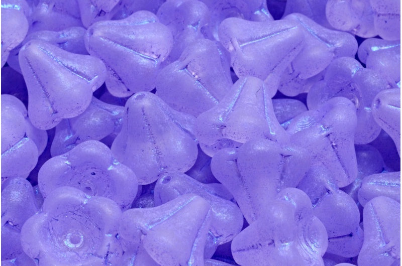 铃兰花珠, 水晶哑光蓝紫色内衬 (00030-84110-43809), 玻璃, 捷克共和国