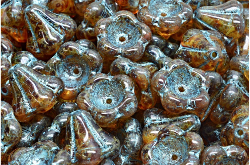 风铃花珠,水晶洞石浅蓝色衬里 (00030-86800-54308),玻璃,捷克共和国