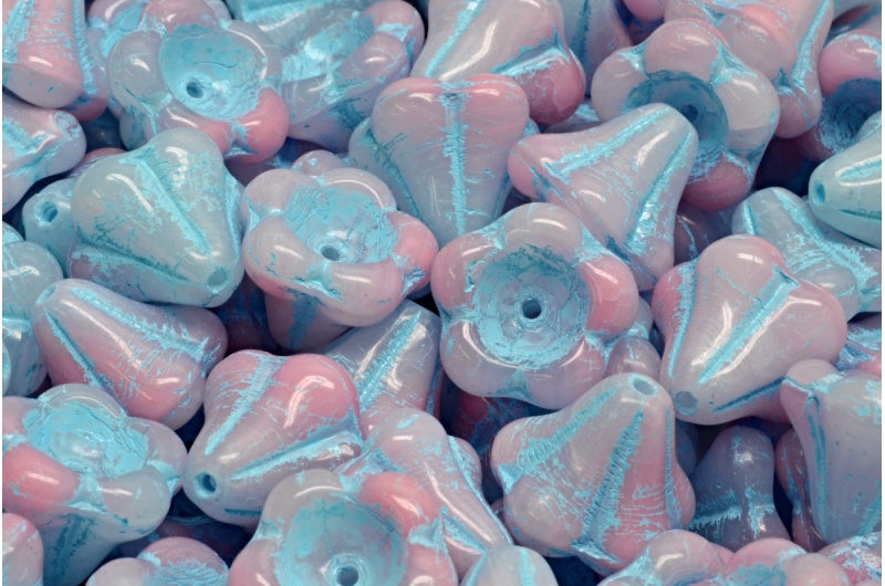 风铃花珠,R2742 浅蓝色内衬 (R2742-54308),玻璃,捷克共和国