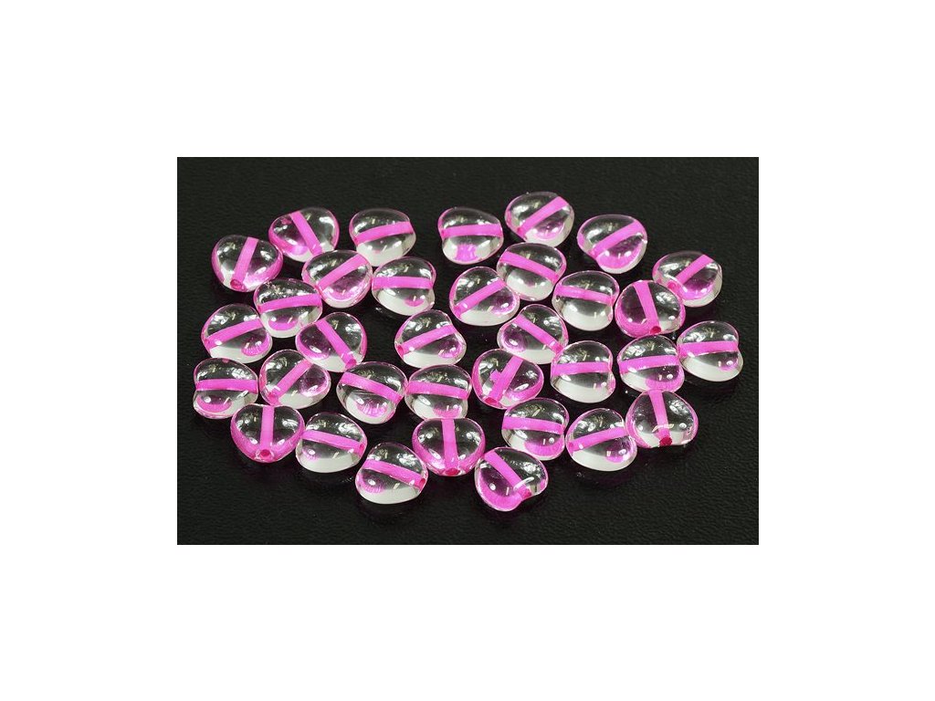 OUTLET 10 grams Heart Beads, 8 x 8 mm, Crystal Pink Lined (00030-44877), Glass, Czech Republic
