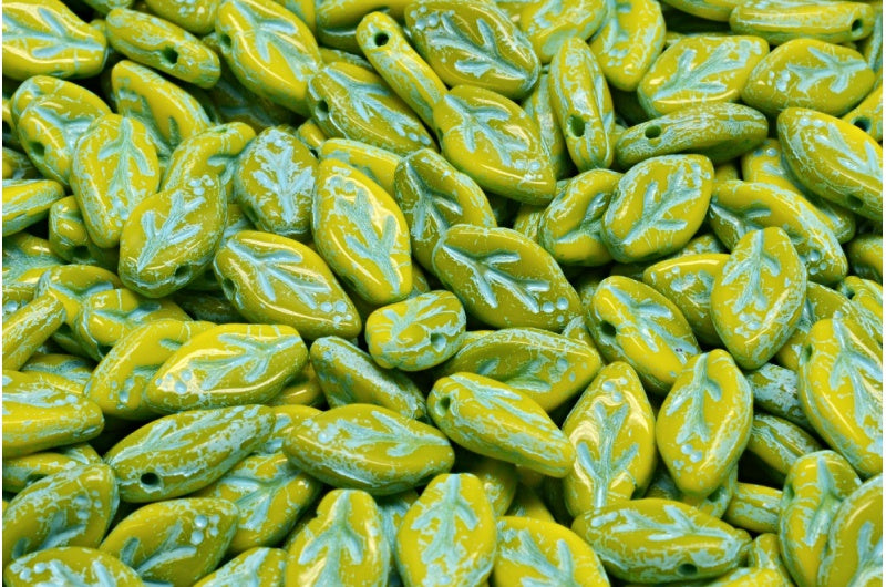 Cherry Leaf Beads, R8353 Light Blue Lined (R8353-54308), Glass, Czech Republic