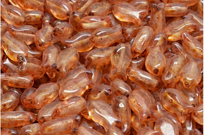 Simple Fish Beads, Crystal Travertin Light Pink (00030-86800-34304), Glass, Czech Republic