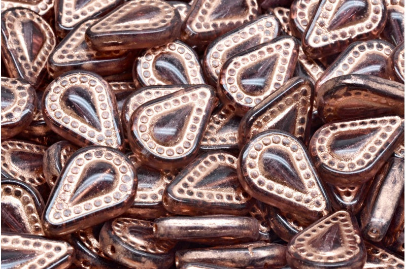 Filigree Teardrop Beads, Transparent Light Amethyst Copper Lined (20050-54318), Glass, Czech Republic