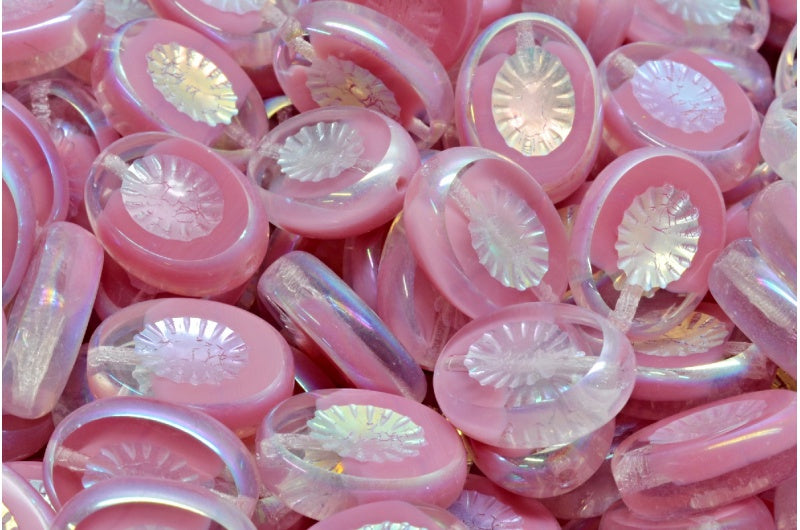 Table Cut Kiwi Beads, R0731 Ab Full (2X Side) (R0731-28703), Glass, Czech Republic