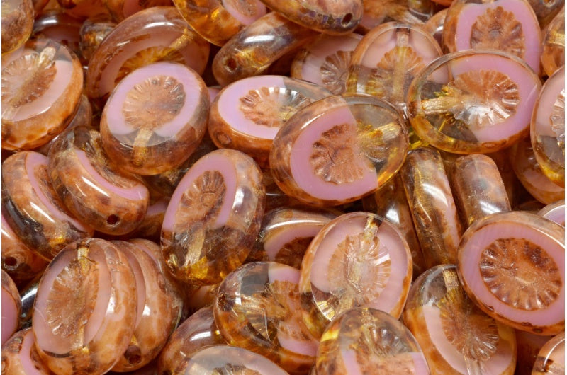 Table Cut Kiwi Beads, R0731 Travertin (R0731-86800), Glass, Czech Republic