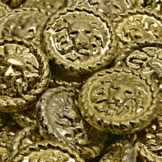 Lion Head Coin Beads, Crystal Gold (00030-26443), Glass, Czech Republic