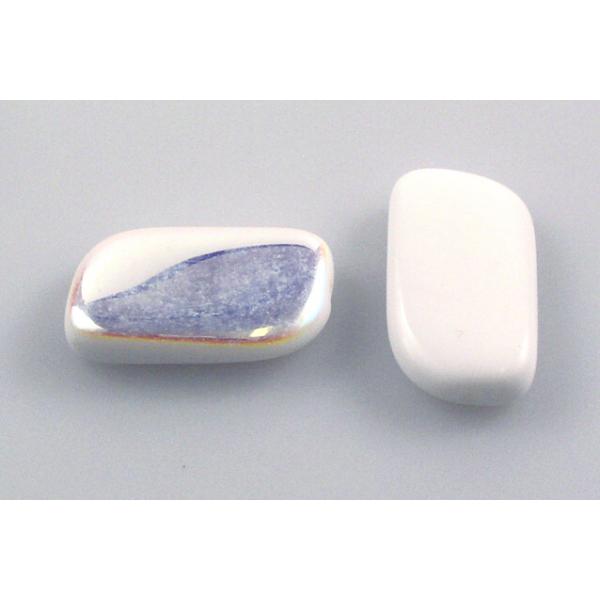 Pressed Beads, Chalk White Ab (03000-28701), Glass, Czech Republic