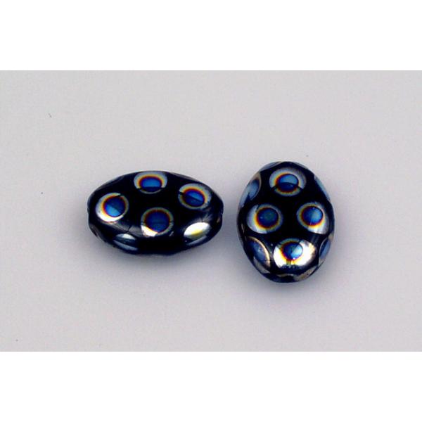 Oval beads, Black 28107 (23980-28107), Glass, Czech Republic