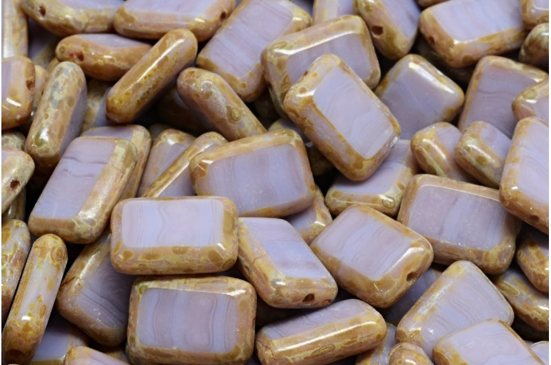 Table Cut Rectangle Beads, Opaque Amethyst Travertin (23010-86800), Glass, Czech Republic