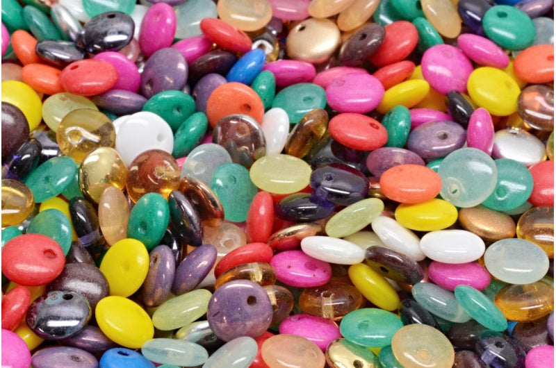 Lentil Beads, 1 Mixed Colors (00001-mix), Glass, Czech Republic