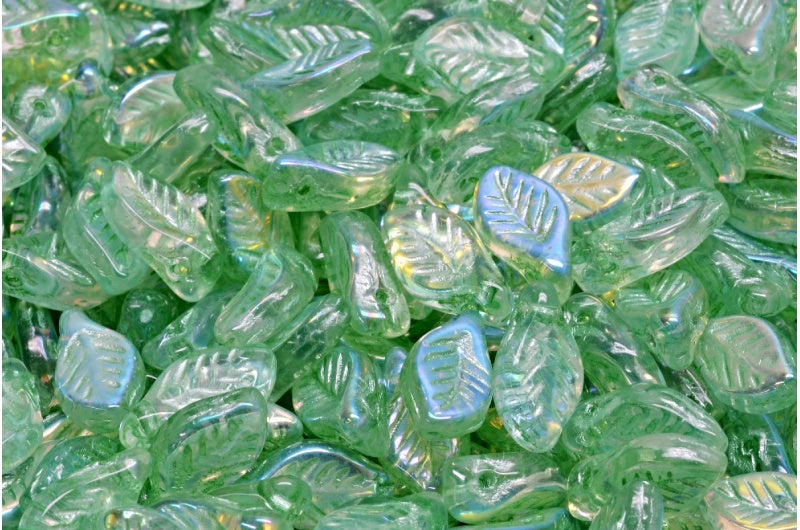 月桂叶珠,水晶AB绿内衬 (00030-28701-54322),玻璃,捷克共和国