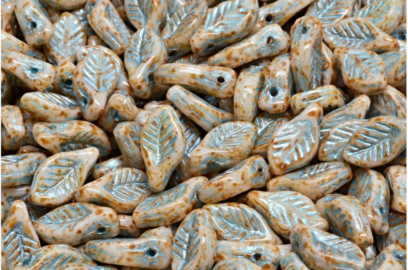 月桂叶珠,白色洞石浅蓝色内衬(02010-86800-54308),玻璃,捷克共和国