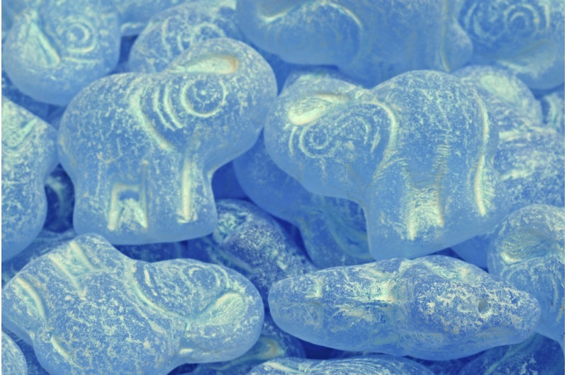 Elephant Beads, Transparent Blue Matte 43801 (30010-84100-43801), Glass, Czech Republic