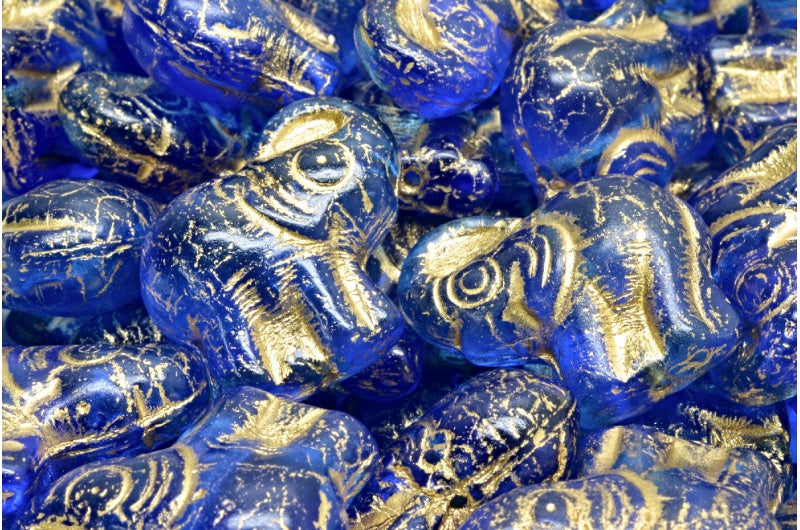 Elephant Beads, Cobalt Gold Lined (30050-54302), Glass, Czech Republic
