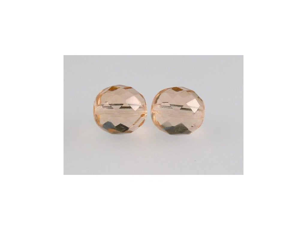 OUTLET 250g Round Faceted Fire Polished Beads, Transparent Pink B (70120-B), Glass, Czech Republic