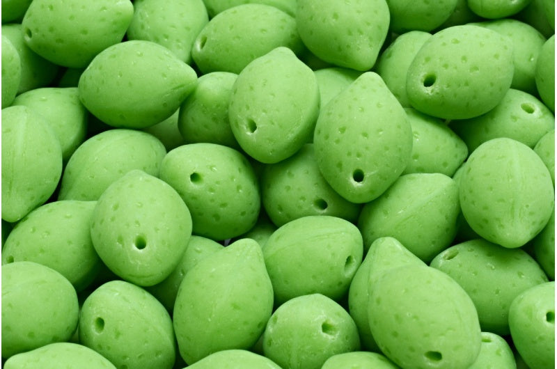 Lemon Beads, Opaque Green Matte (53320-84100), Glass, Czech Republic