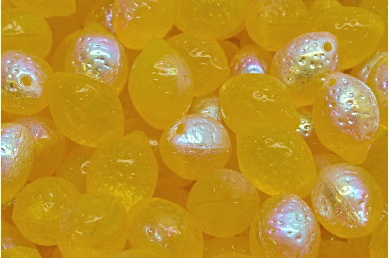 Lemon Beads, Transparent Yellow Ab (80010-28701), Glass, Czech Republic