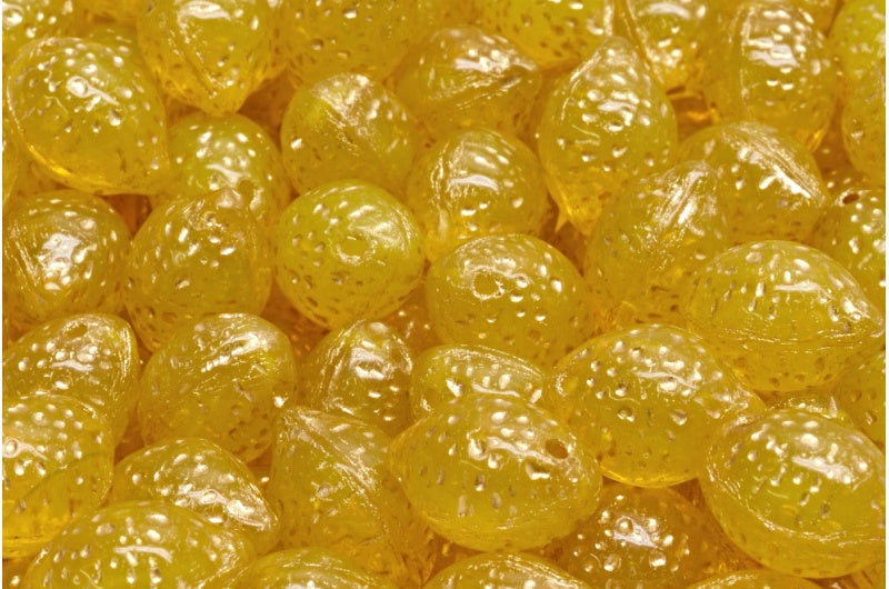Lemon Beads, Transparent Yellow Gold Lined (80010-54302), Glass, Czech Republic