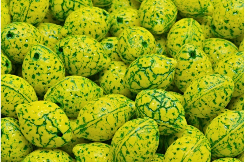 Lemon Beads, Yellow Green Lined (83120-54315), Glass, Czech Republic